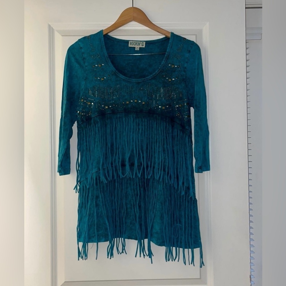 Boutique Rockin’ C Women’s Fringe 3/4 Sleeve